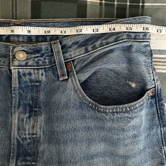 Levi's Distressed Blue Straight Leg Jeans - Picture 13 of 13
